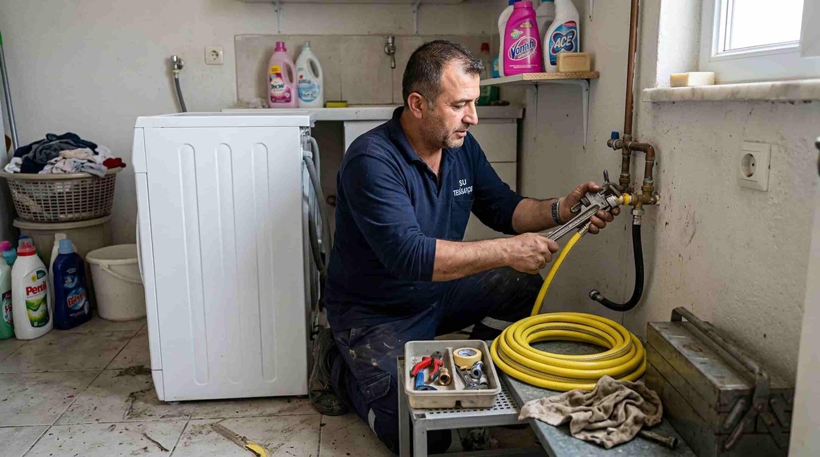 Çamaşır makinesi su giriş hortumu çalışması