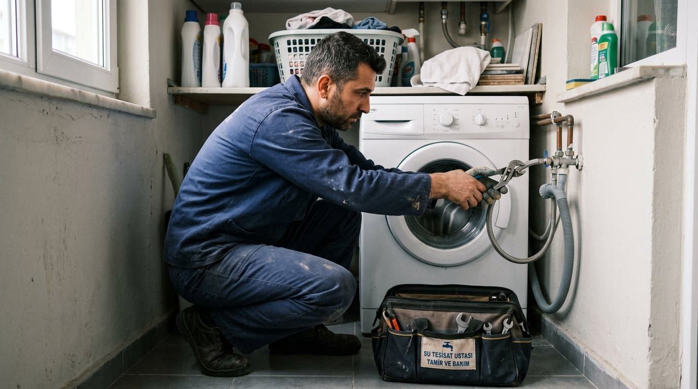 Çamaşır makinesi arkasındaki bağlantı kontrolü